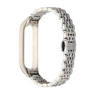 For Xiaomi Mi Band 4 / 3 Seven-beads Stainless Steel Watch Band(Silver)