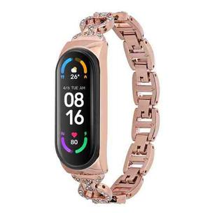 For Xiaomi Mi Band 4 / 3 8-shaped Diamond Alloy Watch Band(Rose Gold)