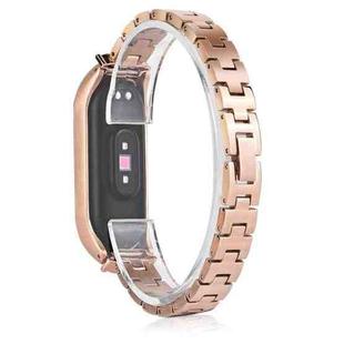 For Xiaomi Mi Band 6 / 5 Three-beads Diamond Steel Watch Band(Rose Gold)