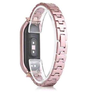 For Xiaomi Mi Band 4 / 3 Three-beads Diamond Steel Watch Band(Rose Pink)