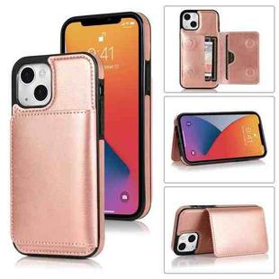 For iPhone 13 mini Shockproof PU + TPU Protective Case with Card Slots & Holder (Rose Gold)