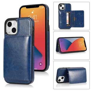 For iPhone 13 mini Shockproof PU + TPU Protective Case with Card Slots & Holder (Blue)