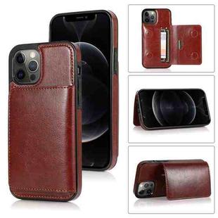 For iPhone 13 Pro Shockproof PU + TPU Protective Case with Card Slots & Holder (Brown)