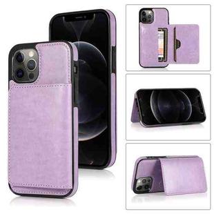 For iPhone 13 Pro Max Shockproof PU + TPU Protective Case with Card Slots & Holder (Purple)