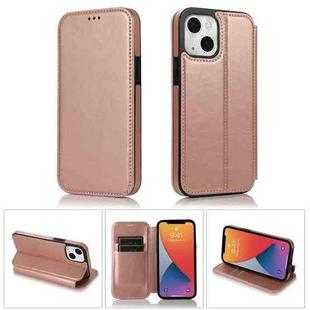 For iPhone 13 mini Strong Magnetic Closure PU + TPU Leather Case with Card Slots & Holder (Rose Gold)