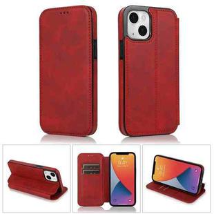 For iPhone 13 mini Strong Magnetic Closure PU + TPU Leather Case with Card Slots & Holder (Red)
