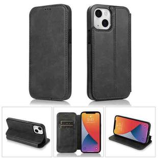 For iPhone 13 mini Strong Magnetic Closure PU + TPU Leather Case with Card Slots & Holder (Black)