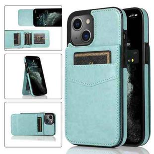 For iPhone 13 mini Solid Color PC + TPU Protective Case with Holder & Card Slots (Green)