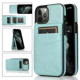 For iPhone 13 Pro Max Solid Color PC + TPU Protective Case with Holder & Card Slots (Green)