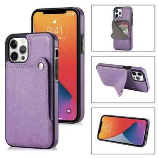 For iPhone 13 mini Pure Color Oblique Card PU + TPU Protective Case with Card Sot & Holder (Purple)