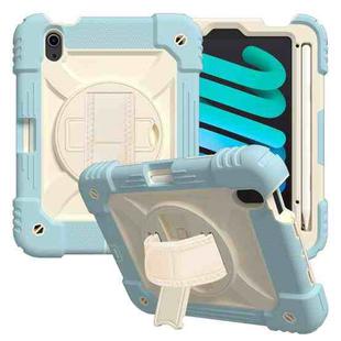 For iPad mini 6 Shockproof PC + Silicone Combination Tablet Case with Holder & Hand Strap & Shoulder Strap(Ice Blue)