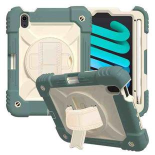 For iPad mini 6 Shockproof PC + Silicone Combination Tablet Case with Holder & Hand Strap & Shoulder Strap(Jade Green)