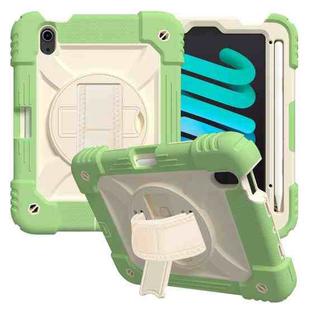 For iPad mini 6 Shockproof PC + Silicone Combination Tablet Case with Holder & Hand Strap & Shoulder Strap(Matcha Green)