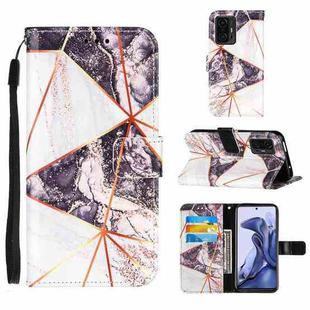 For Xiaomi Mi 11T Marble Stitching Horizontal Flip PU Leather Case with Holder & Card Slots & Wallet & Lanyard(Black White)