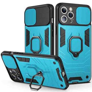 For iPhone 13 mini Sliding Camera Cover Design TPU + PC Shockproof Case with Ring Holder (Sky Blue)