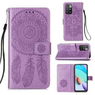 For Xiaomi Redmi 10 Dream Catcher Printing Horizontal Flip Leather Case with Holder & Card Slots & Wallet & Lanyard(Purple)