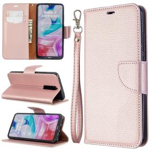 For Xiaomi Redmi  8 Litchi Texture Pure Color Horizontal Flip PU Leather Case with Holder & Card Slots & Wallet & Lanyard(Rose Gold)