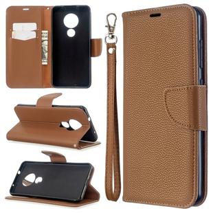 For Nokia 6.2/ 7.2 Litchi Texture Pure Color Horizontal Flip PU Leather Case with Holder & Card Slots & Wallet & Lanyard(Brown)