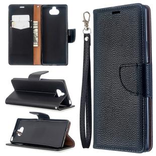 For Sony Xperia 20 Litchi Texture Pure Color Horizontal Flip PU Leather Case with Holder & Card Slots & Wallet & Lanyard(Black)