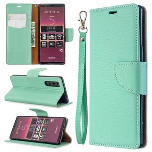 For Sony Xperia 5 / XZ5 Litchi Texture Pure Color Horizontal Flip PU Leather Case with Holder & Card Slots & Wallet & Lanyard(Green)