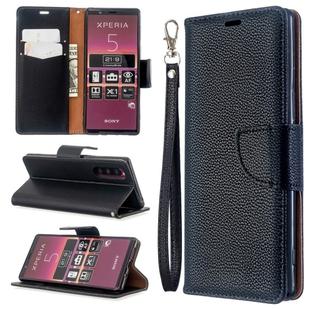 For Sony Xperia 5 / XZ5 Litchi Texture Pure Color Horizontal Flip PU Leather Case with Holder & Card Slots & Wallet & Lanyard(Black)