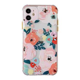 Shockproof TPU Pattern Protective Case For iPhone 12(Pink Peony Flower)