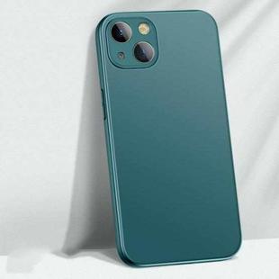 AG Matte Glass Liquid Silicone Skin Feel Magsafe Phone Case For iPhone 13 mini(Dark Green)