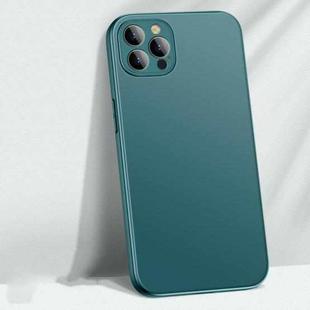 AG Matte Glass Liquid Silicone Skin Feel Magsafe Phone Case For iPhone 13 Pro Max(Dark Green)