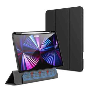 For iPad Pro 11 2022 / 2021 DUX DUCIS Strong Magnetic Series Horizontal Flip Magnetic PU + TPU + PC Leather Tablet Case with Three-folding Holder & Pen Slot(Black)