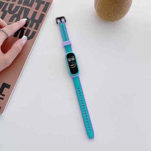 For Xiaomi Mi Band 4 / 3 Universal Two-color Silicone Replacement Wristband(Blue+Purple)