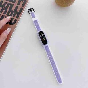For Xiaomi Mi Band 4 / 3 Universal Two-color Silicone Replacement Wristband(Purple+White)