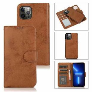 For iPhone 13 Pro Max Retro 2 in 1 Detachable Magnetic Horizontal Flip TPU + PU Leather Case with Holder & Card Slots & Photo Frame & Wallet (Brown)