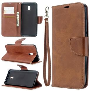 For Xiaomi Redmi 8A Lambskin Texture Pure Color Horizontal Flip PU Leather Case with Holder & Card Slots & Wallet & Lanyard(Brown)