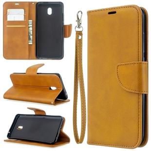 For Xiaomi Redmi 8A Lambskin Texture Pure Color Horizontal Flip PU Leather Case with Holder & Card Slots & Wallet & Lanyard(Yellow)