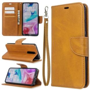 For Xiaomi Redmi 8 Lambskin Texture Pure Color Horizontal Flip PU Leather Case with Holder & Card Slots & Wallet & Lanyard(Yellow)