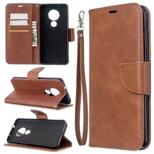 For Nokia 6.2 / 7.2 Lambskin Texture Pure Color Horizontal Flip PU Leather Case with Holder & Card Slots & Wallet & Lanyard(Brown)