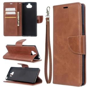 For Sony Xperia 20 Lambskin Texture Pure Color Horizontal Flip PU Leather Case with Holder & Card Slots & Wallet & Lanyard(Brown)