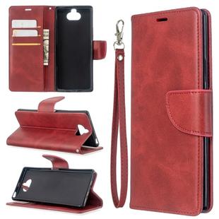 For Sony Xperia 20 Lambskin Texture Pure Color Horizontal Flip PU Leather Case with Holder & Card Slots & Wallet & Lanyard(Red)