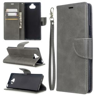 For Sony Xperia 20 Lambskin Texture Pure Color Horizontal Flip PU Leather Case with Holder & Card Slots & Wallet & Lanyard(Gray)