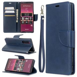For Sony Xperia5 / XZ5 Lambskin Texture Pure Color Horizontal Flip PU Leather Case with Holder & Card Slots & Wallet & Lanyard(Blue)
