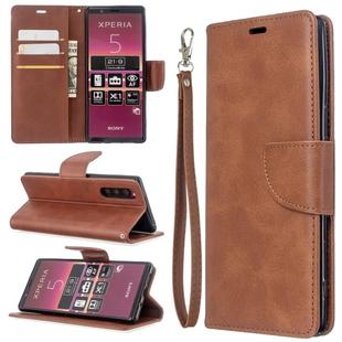 For Sony Xperia5 / XZ5 Lambskin Texture Pure Color Horizontal Flip PU Leather Case with Holder & Card Slots & Wallet & Lanyard(Brown)
