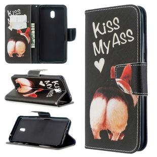 For Xiaomi Redmi 8A Colored Drawing Pattern Horizontal Flip Leather Case with Holder & Card Slots & Wallet(Kiss My Ass)