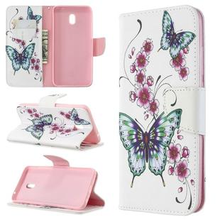 For Xiaomi Redmi 8A Colored Drawing Pattern Horizontal Flip Leather Case with Holder & Card Slots & Wallet(Peach Blossom Butterfly)