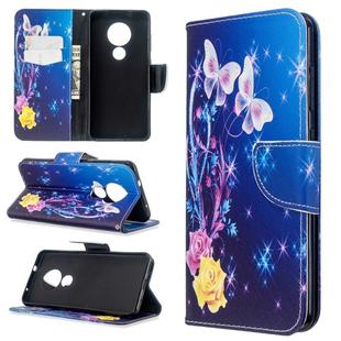 For Nokia 6.2 / 7.2 Colored Drawing Pattern Horizontal Flip Leather Case with Holder & Card Slots & Wallet(Yellow Flower Butterfly)