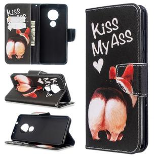 For Nokia 6.2 / 7.2 Colored Drawing Pattern Horizontal Flip Leather Case with Holder & Card Slots & Wallet(Kiss My Ass)