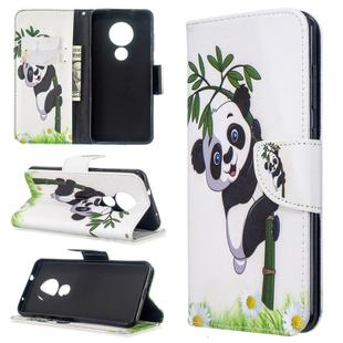 For Nokia 6.2 / 7.2 Colored Drawing Pattern Horizontal Flip Leather Case with Holder & Card Slots & Wallet(Panda Bamboo)