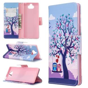 For Sony Xperia 20 Colored Drawing Pattern Horizontal Flip Leather Case with Holder & Card Slots & Wallet(Two Owls)
