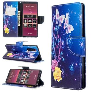 For Sony Xperia 5 / XZ5 Colored Drawing Pattern Horizontal Flip Leather Case with Holder & Card Slots & Wallet(Yellow Flower Butterfly)