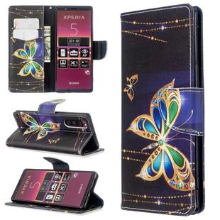 For Sony Xperia 5 / XZ5 Colored Drawing Pattern Horizontal Flip Leather Case with Holder & Card Slots & Wallet(Big Butterfly)