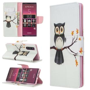 For Sony Xperia 5 / XZ5 Colored Drawing Pattern Horizontal Flip Leather Case with Holder & Card Slots & Wallet(Tree Owl)